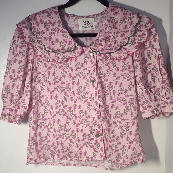 33 Studios Tops - 33 Studios Pink Floral Blouse Size S #551